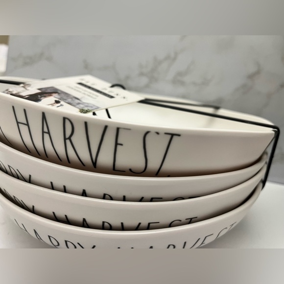 NWT Rae Dunn melamine set of 4 dinner bowls “HAPPY HARVEST” - Picture 3 of 4